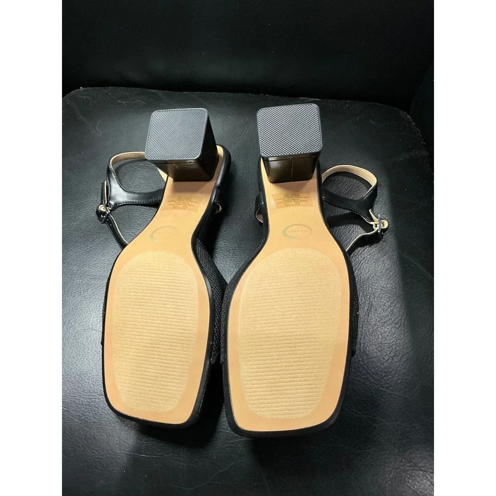 Journee Collection Evylinn Sandals Womens 9 Black Block‎ Heel Square Toe